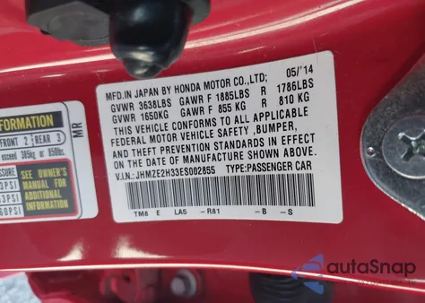 2014 Honda Insight z USA, uszkodzony, nr VIN JHMZE2H33ES002855